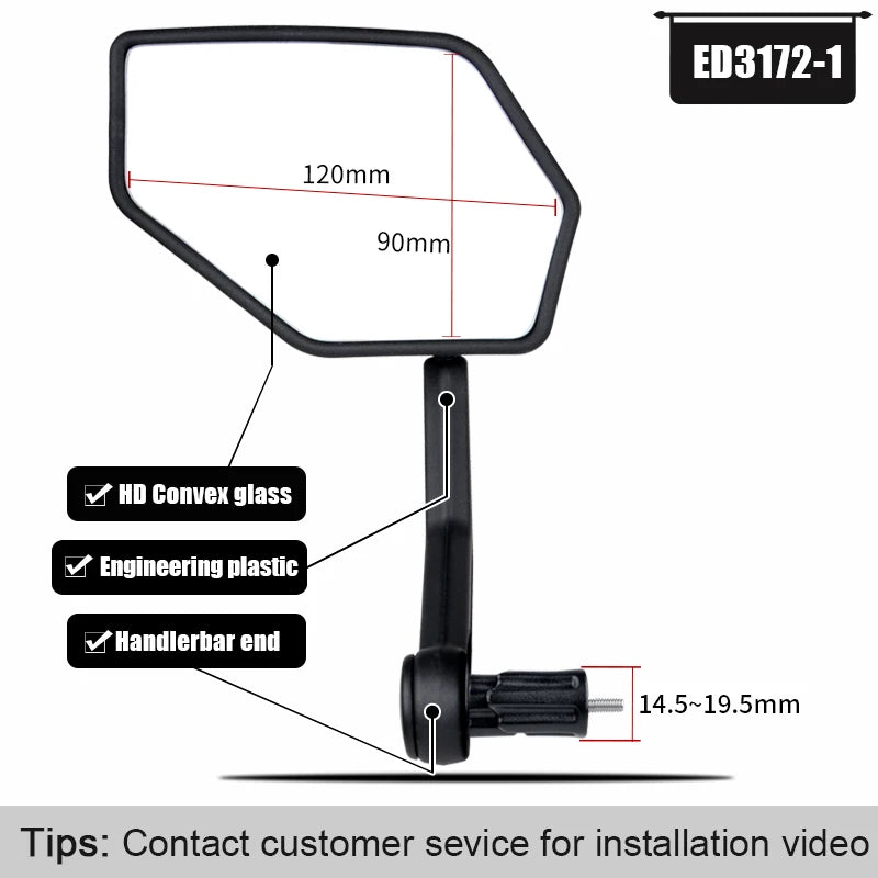 EASYDO Bicycle Mirror Universal WideRange 360° Adjustable Rearview Mirror Electric Scooter Convex Glass Durable Bike Accessories