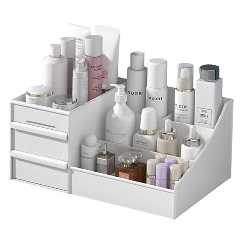 Plastic Cosmetic Makeup Organizer With Drawers, Bathroom SkinCare Storage Box Brush Lipstick Holder Organizers Storag