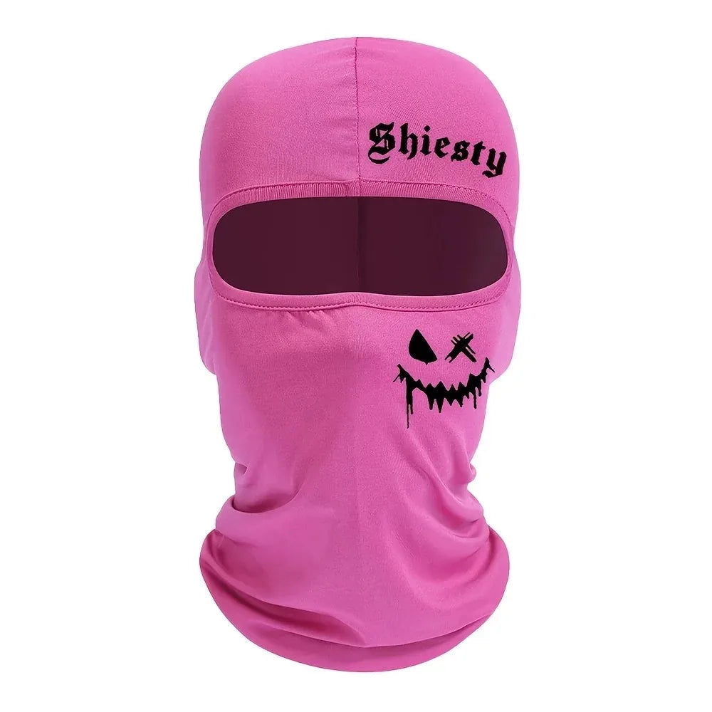 1pc/2pcs Smiling face print Balaclava face mask, summer cool neck cover, motorcycle skiing scarf, unisex