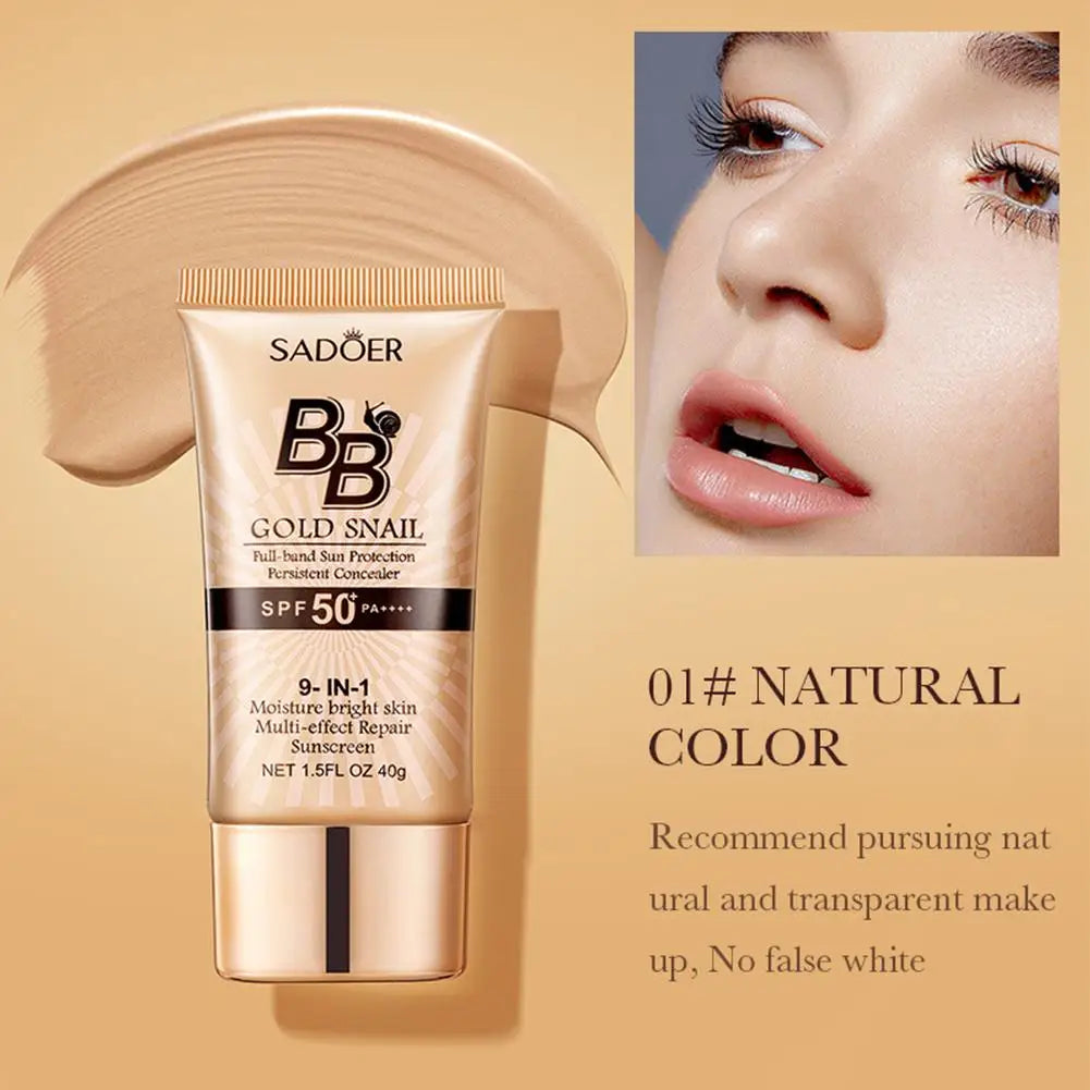 SADOER Gold Snail BB Cream Sunscreen Concealer Foundation Moisturizing Cream Daily Skin Care Sun Protection Isolation 40g 2026