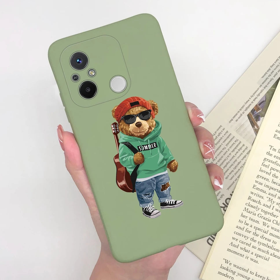 Phone Case For Redmi 12C 11A 4G Cartoon Dinosaur Soft Silicon TPU Matte Back Cover Coque For Redmi 12 C 11 A 4G Funda Capa Shell