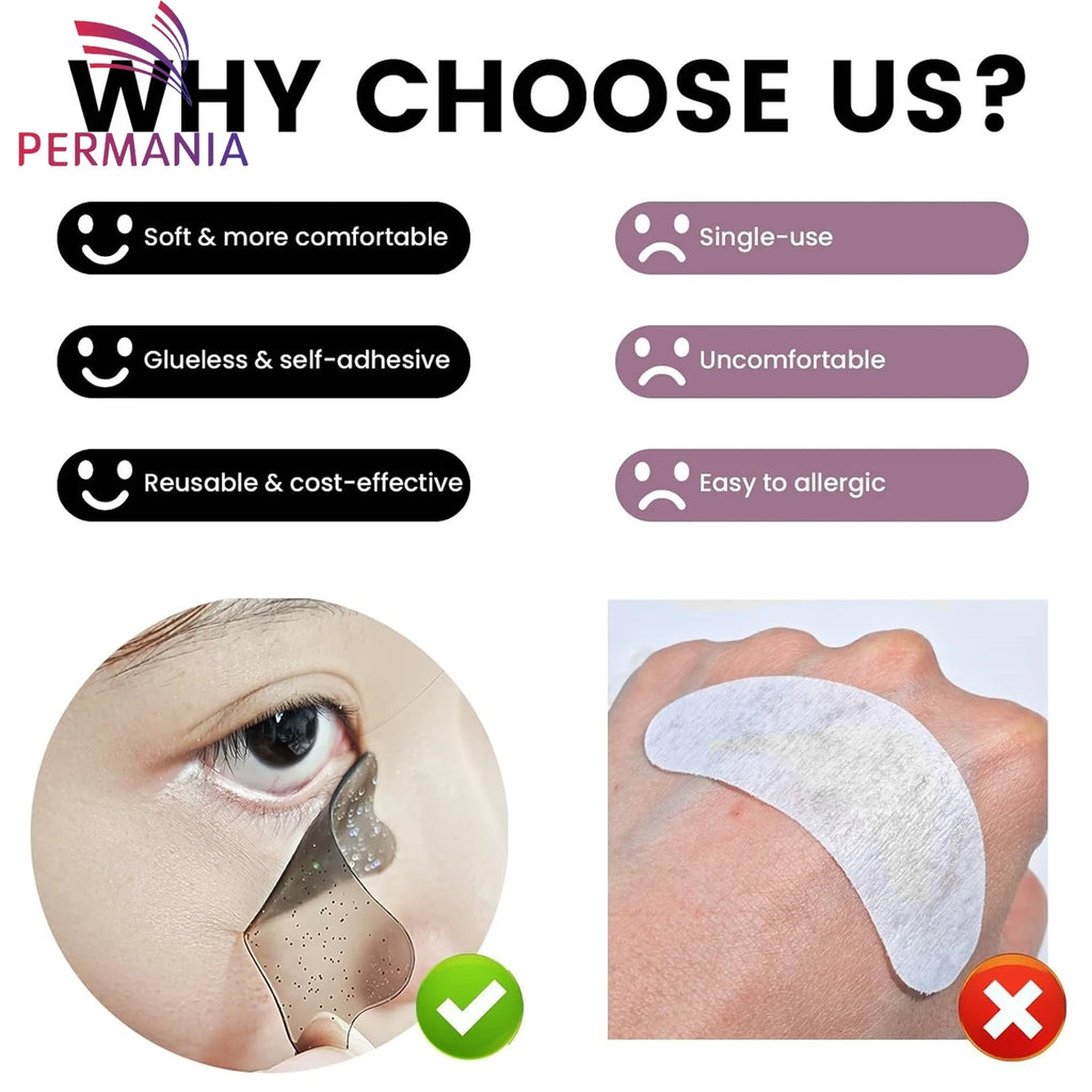 PERMANIA 1 Pair Under Eye Patch Silicone for Korean Lash Lift & Lash Extensions Remover Reusable and Soft Makeup Beauty Tool