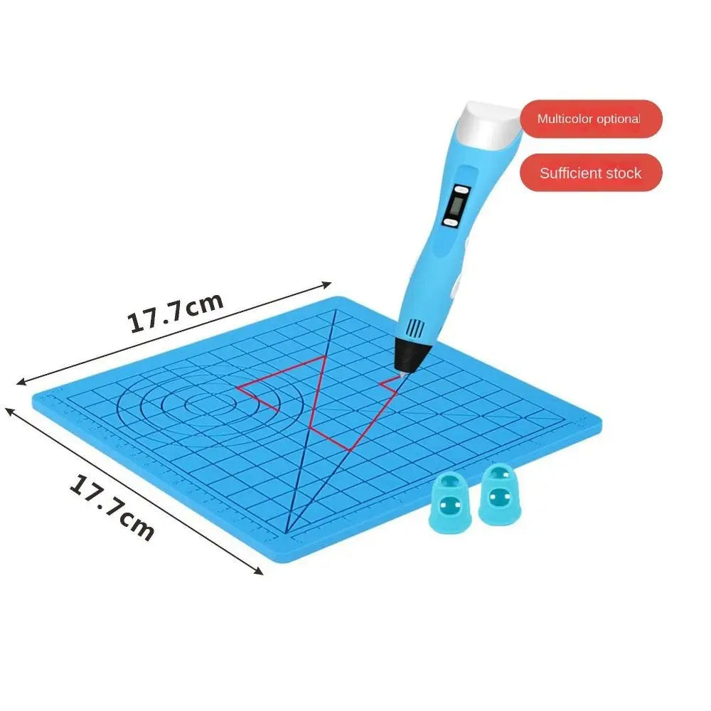 3D Printing Drawing Pen Silicone Design Pad with Basic Stencil Comes with 2 Silicone Finger Cots Excellent 3D Pen Drawing Tool