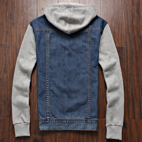 2024-2025 Fashionable Men's Korean Denim Slim Fit Top Men's Trendy Slim Fit Jacket Men's Casual Versatile Hooded Jacket