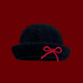 Top Hat Vintage Looking Black Bowler Hats Japanese Style Beret Woolen Bucket Cap Versatile Bow White Dome Hat Daily