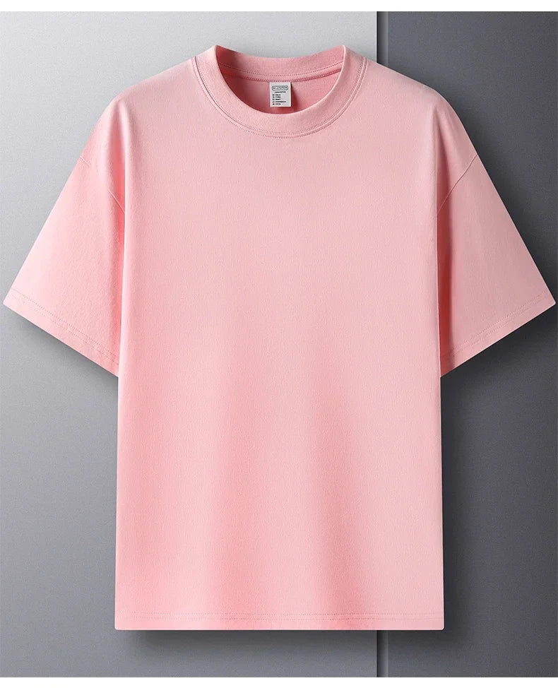 Summer  100% Pure Cotton Men's Short Sleeve Round Neck Fashionable Style Half Sleeved Top Breathable T Shirt Short Sleeve
