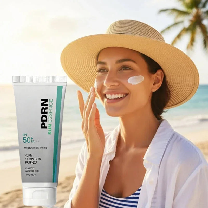 PDRN Peptide Collagen Essence Cream Set,PDRN Firming Deeply Moisturizing Skin Care Ampoule Essence,PDRN High SPF Glow Sunscreen