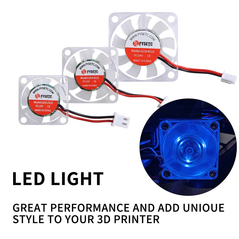 LED 4010/3010/2510 12V/24V FAN RGB High Cooling Performance 3D Printer Fan for Prusa Emder Voron Vzbot