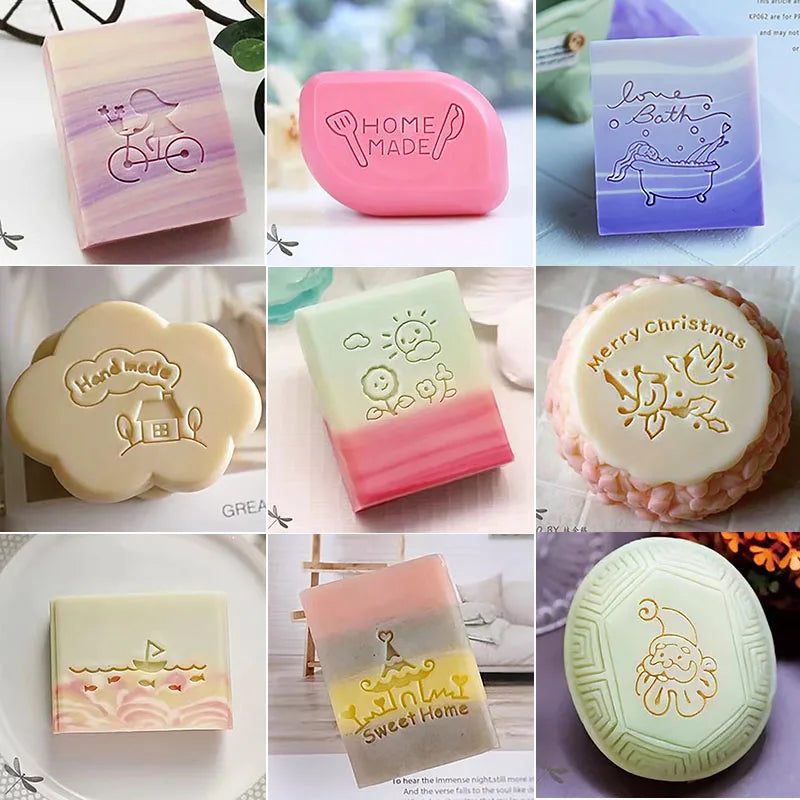 New Bridegroom Bride Pattern Soap Stamp Natural Transparent Acrylic Handmade Flower Soap Making Seal Chapters Diy Craft Supplies