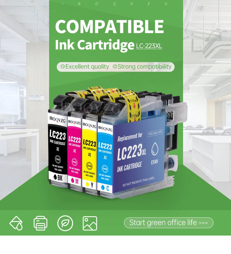 IBOQVZG Printer Cartridge Compatible For Brother LC223 LC221 Ink Cartridge MFC-J4420DW J4620DW J4625DW J5320DW J5620DW Printer