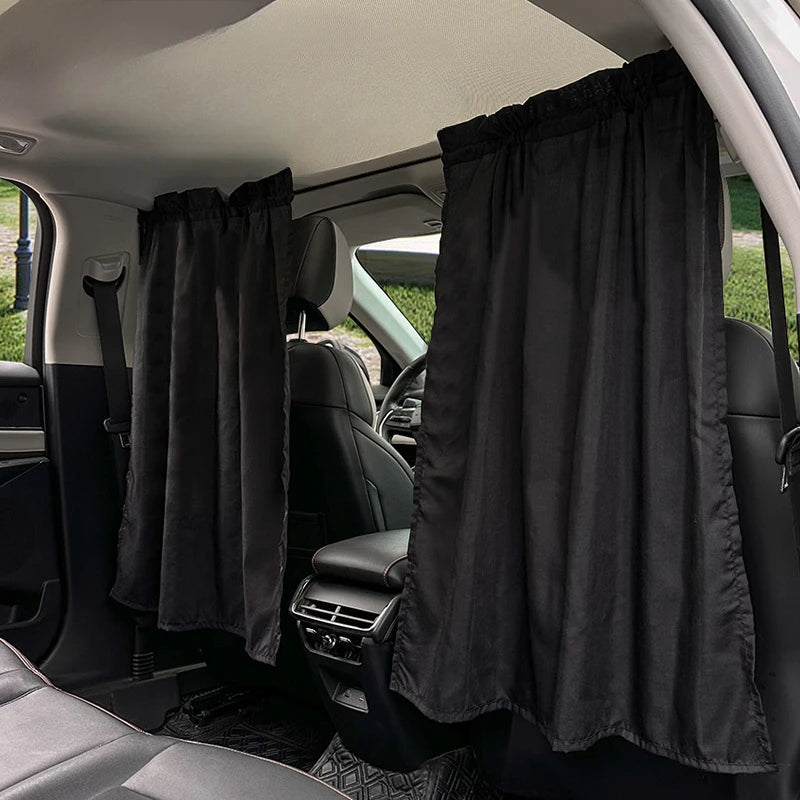 1pcs 140cm * 70cm Car Front and Rear Partition Curtains Privacy Four Season Universal Push Pull Type Sunscreen Insulation Simple