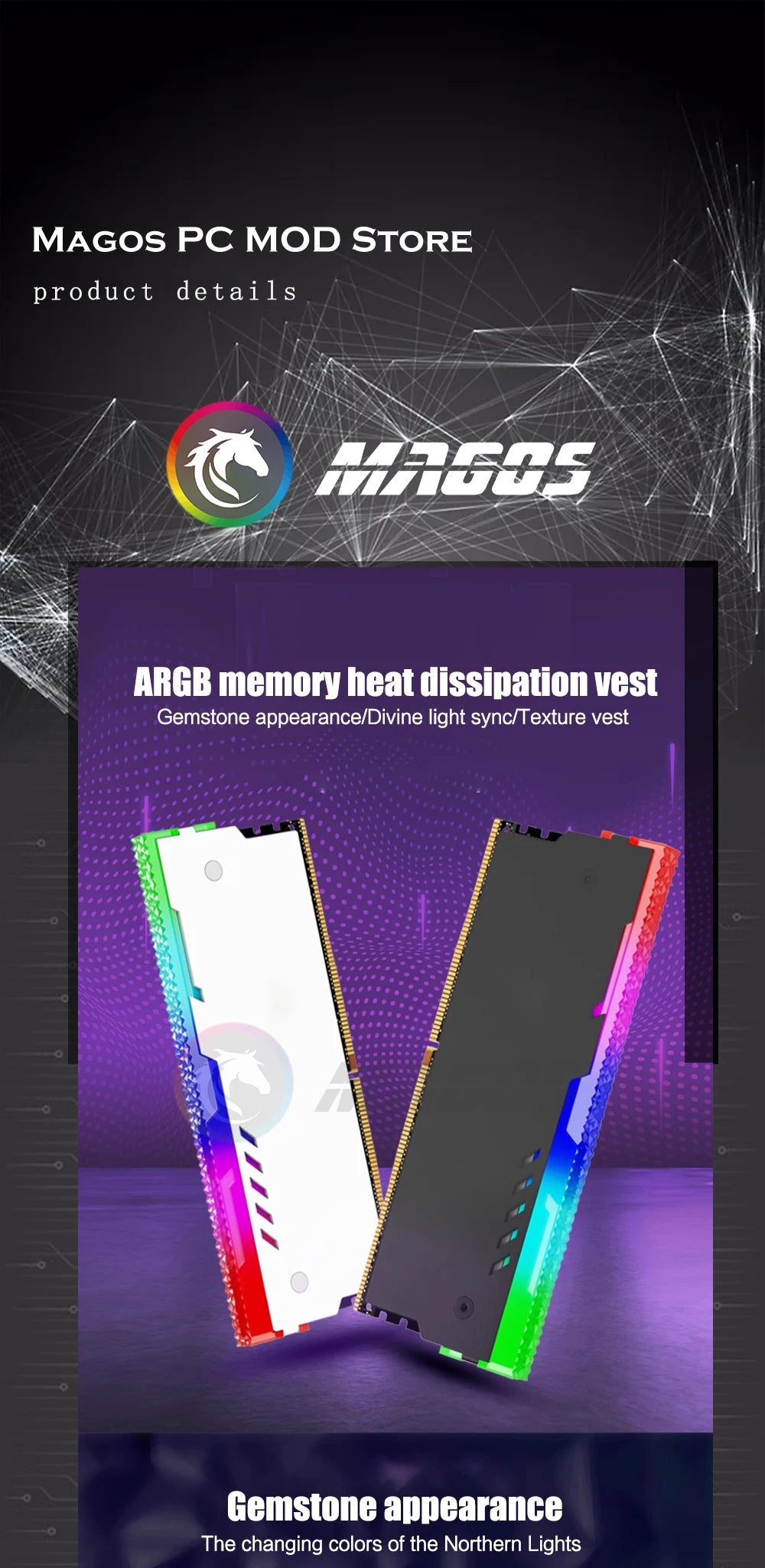 RAM Shell Radiator RGB DDR4 DDR3 Universal Heatsink Memory Vest ARGB 5V AURA Addressable Black White 1/2 Pcs Pack