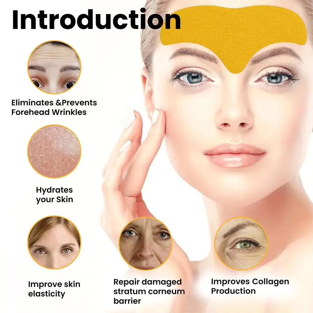 10pcs/box Forehead Wrinkle Patch Lightening Forehead Wrinkle Gel Patch Hydrolyzed Collagen Firming Mask Facial Skincare Stickers
