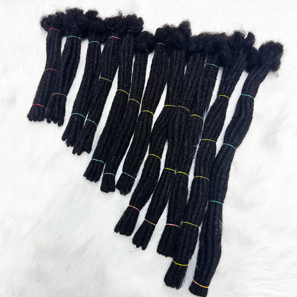 Human Hair Dreadlock Extension 0.6cm Width 4-20inch Real Human Hair Bulk Permanent Loc Extensions Wholesale for Men/Women