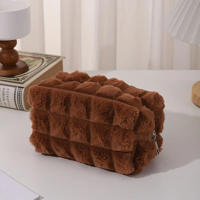 Office Supplies Zipper School Supplies Corduroy Pillow Plush Pencil Case Cosmetic Bag Storage Box Corduroy Makeup Bags