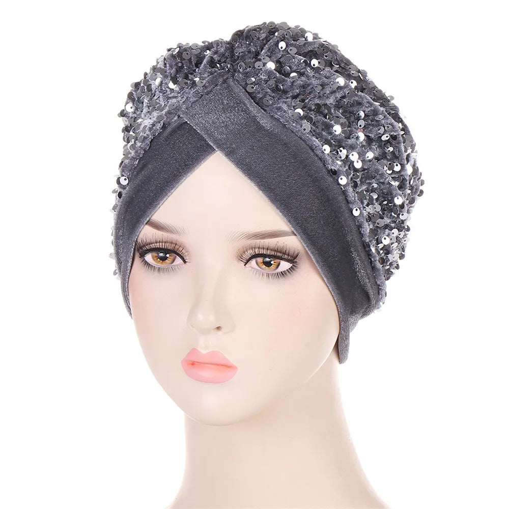 New Women Velvet Turban Hat Muslim Twist Solid Color Hijab Chemo Cap Head Wrap Headscarf Beanies Bonnet Headscarf Turbante Mujer