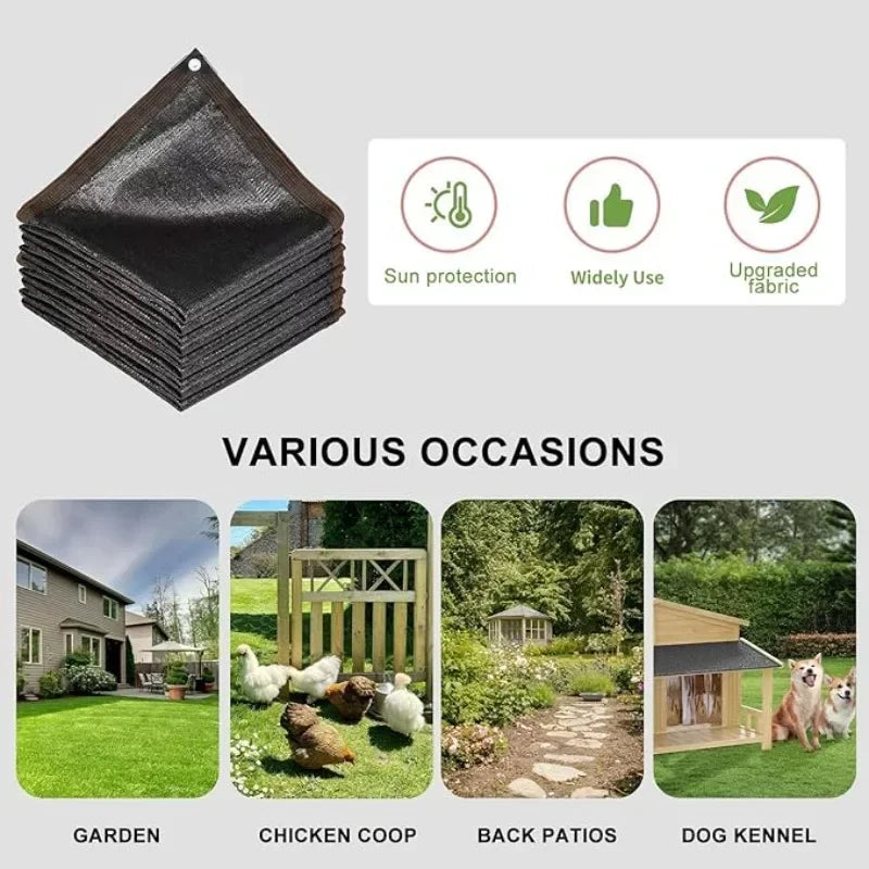 2x2m/2x4m Black Sun Shade Net Beige Shading Net UV Protection Plant Shed Outdoor Sunshade Mesh HDPE Sunscreen Fabric Sunshade