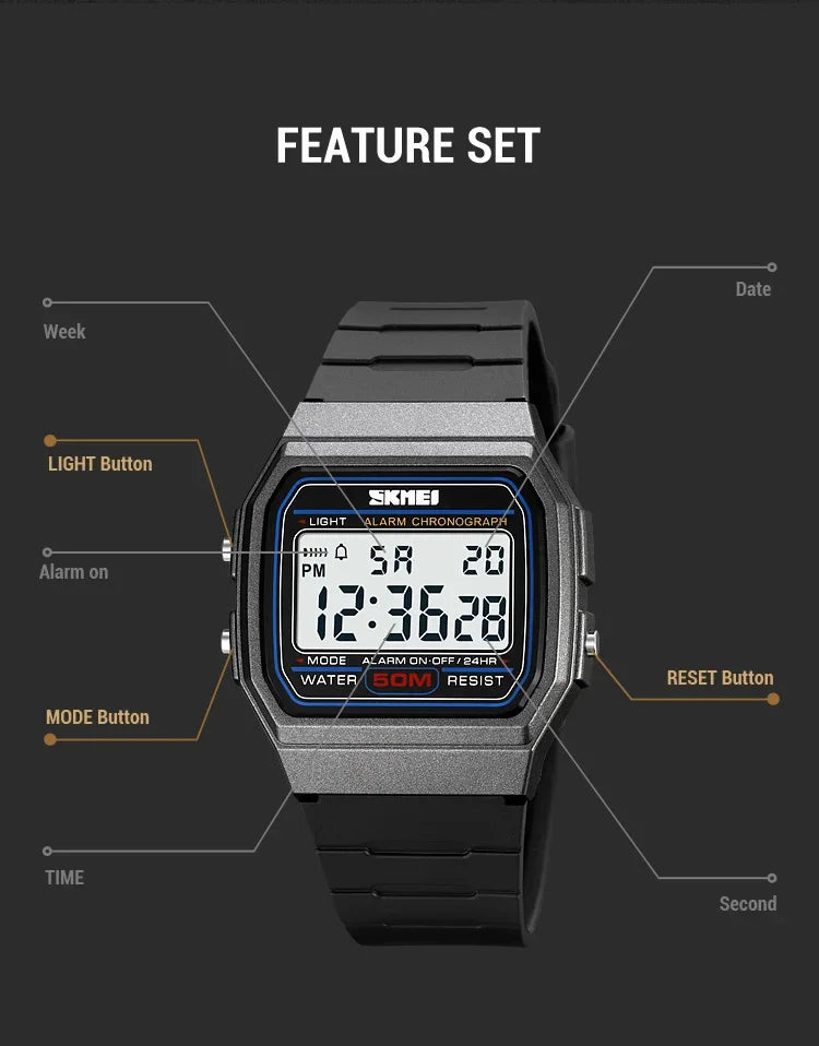 SKMEI 2042 Military Clock reloj hombre Digital Sport Watches  Mens Outdoors 5Bar Waterproof Chrono Date Week Men Wristwatches