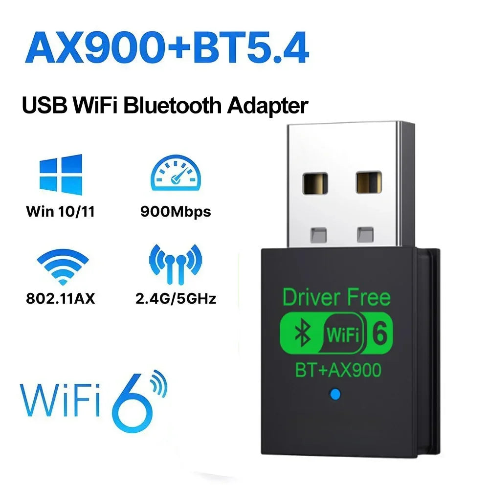 AX900 USB WiFi 6 Bluetooth 5.4 Adapter 2in1 Dongle Dual Band 2.4G&5GHz USB WiFi Network Wireless Wlan Receiver