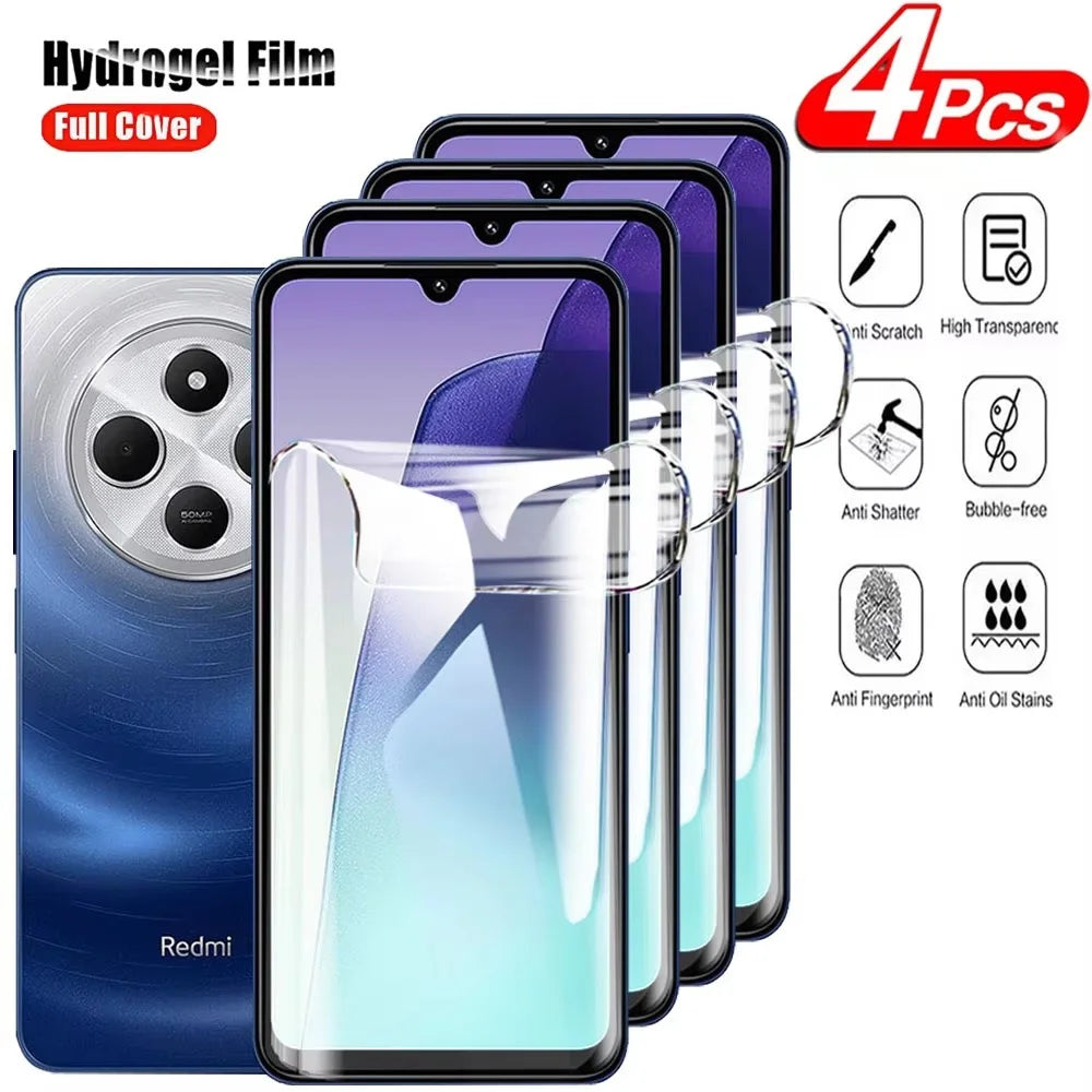 4PCS Hydrogel Film For Xiaomi Redmi 14C 13C 9A 9i 8A 9C NFC 9T K60 12C A1 Plus Screen Protector For Redmi Note 8 9 Pro Gel Film