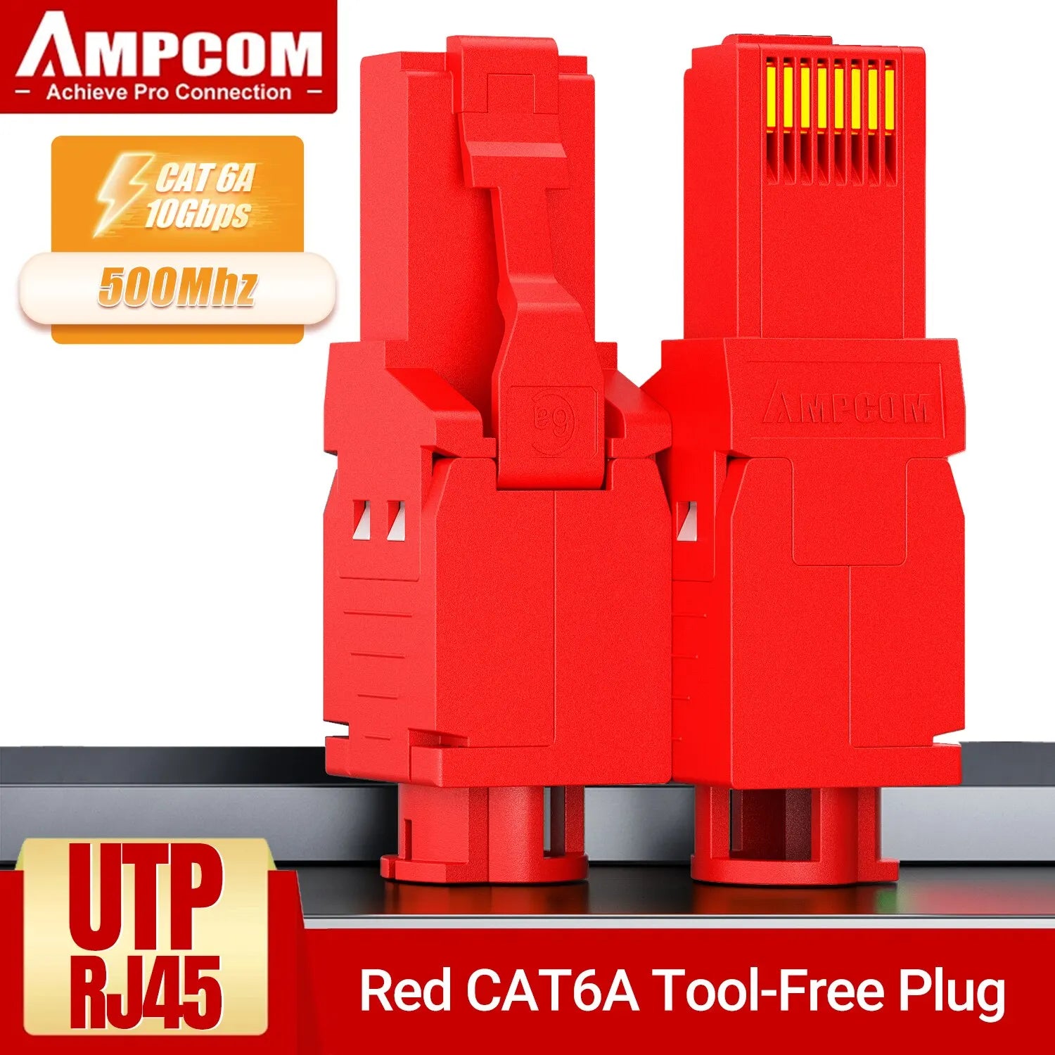 AMPCOM RJ45 Connectors Modular Plug, Cat6 Cat6A UTP Stecker Network Toolless Connector Ethernet Plugs Cable Internet Tools Free