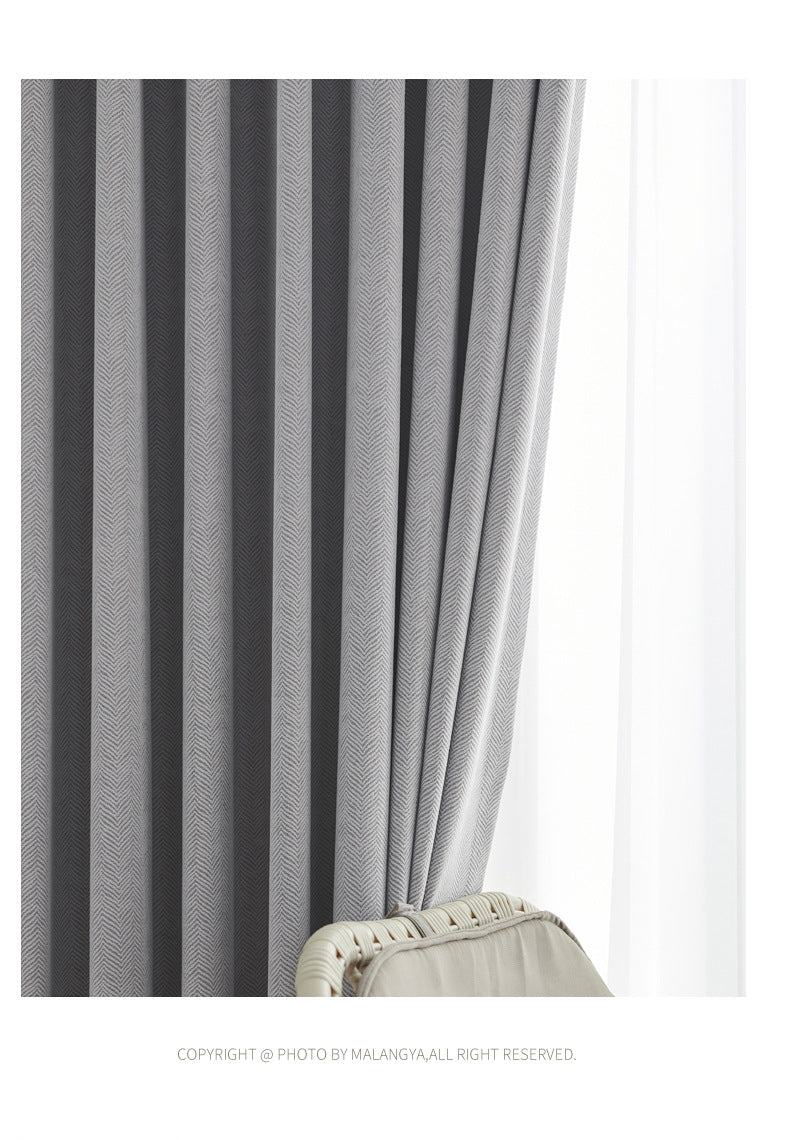 2025 new thickened French light luxury cream curtain cloth solid color bedroom living room full blackout sunscreen cotton linen