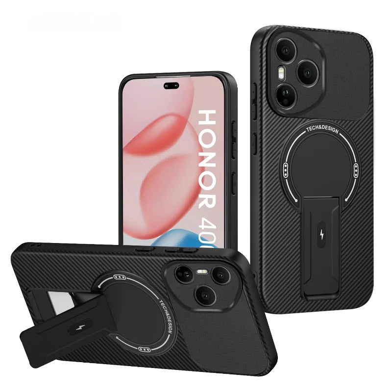 For Magsafe Wireless Charging Hidden Bracket Shockproof Phone Case For Honor 400 Pro X9C X6C X60 Pro Magic 7 Lite Back Cover