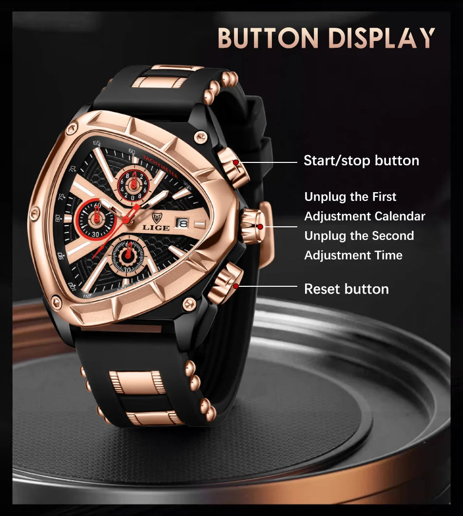 LIGE Watch for Men Chronograph Casual Fashion Sport Military Silicagel Wristwatches Man Watch Waterproof Date Clock Reloj Hombre