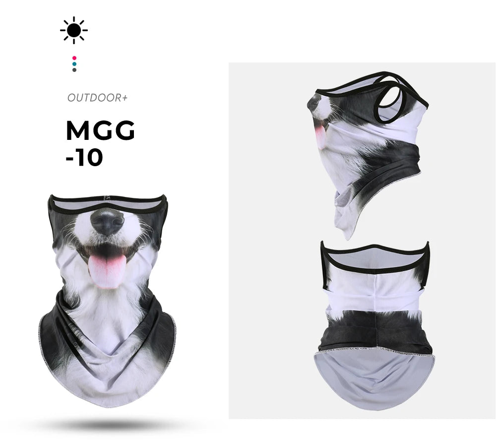 3D Animals Magic Scarf Bandana Breathable Neck Warmer Gaiter Hanging Ear Outdoor Sports Triangle Face Mask Neckerchief Summer