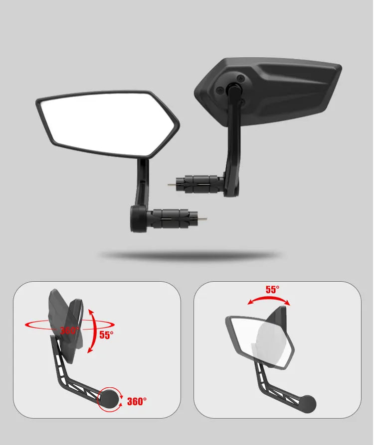 EASYDO Bicycle Mirror Universal WideRange 360° Adjustable Rearview Mirror Electric Scooter Convex Glass Durable Bike Accessories