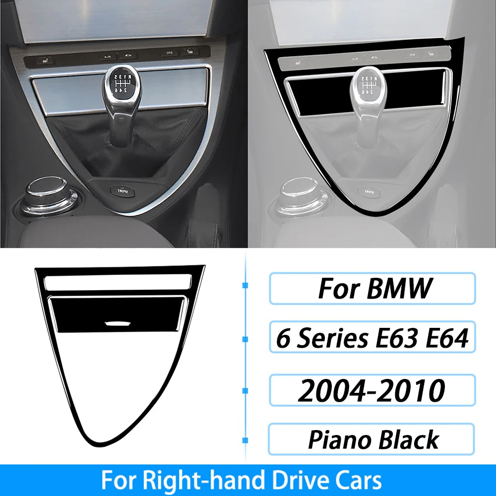 For BMW M6 6 Series E63 E64 2004-2010 Piano Black Gear Shift Air Outlet Window Lift Panel Set Car Interior Accessories Sticker