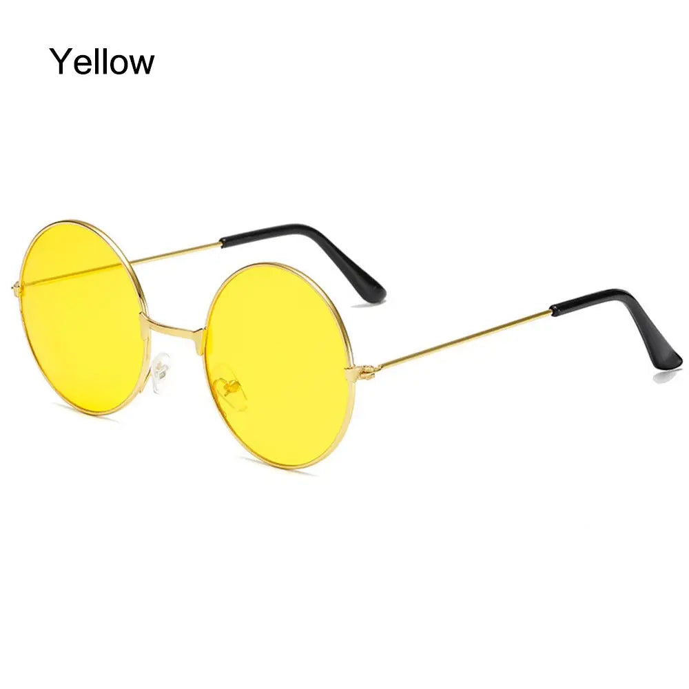 1PC Retro Round Hippie Sunglasses Fashion Circle Metal Sunglasses for Women Men Disco Party Glasses