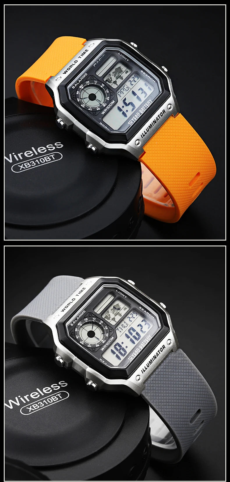 Soft Silicone Bracelet Suitable for Casio small block AE1200/1300 SGW400 AQ-150W modified silicone watch strap 18mm black orange