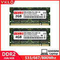DDR2 2GB Laptop Memories Ram PC2 1.2V 5300 6400 200Pin 533 667 800Mhz 2RX8 16Chips CL6 Notebook Non-ECC Sodimm Memory Ram