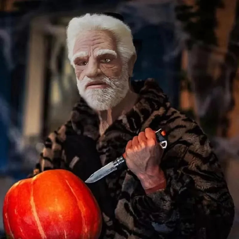 Halloween Old Man Mask Realistic Vicissitudes Simulation Full Face Mask Role Play School Party Gathering Game Head Cover