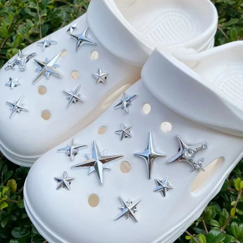 18 Silver Star Shoe Accessories DIY Kit Fun Multi-Functional Fashion Decorations for Personalized Footwear