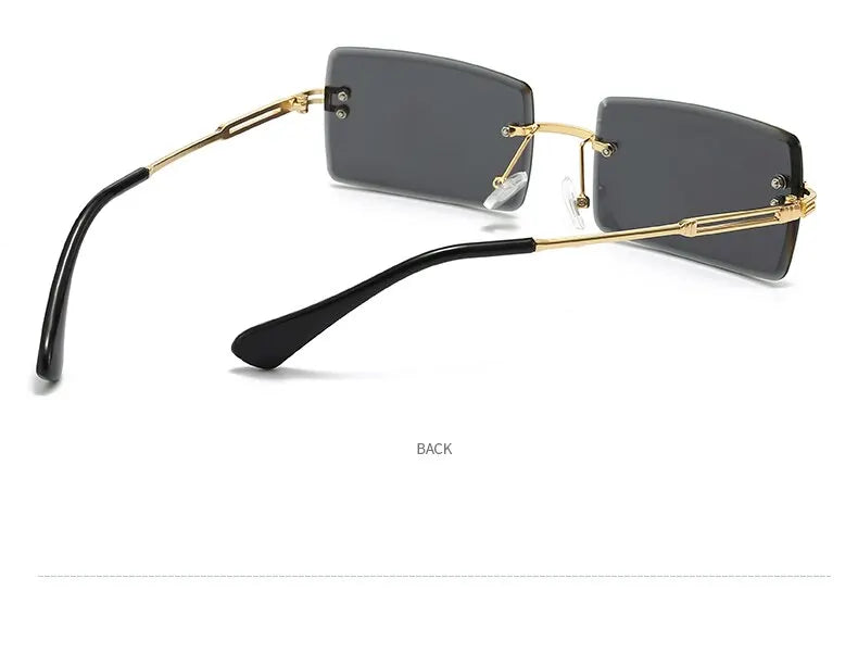 Vintage Fashion 2021 New Sunglasses Rimless Frameless Rectangle Shades Gradient UV400 Summer Traveling Sun Glasses for Women