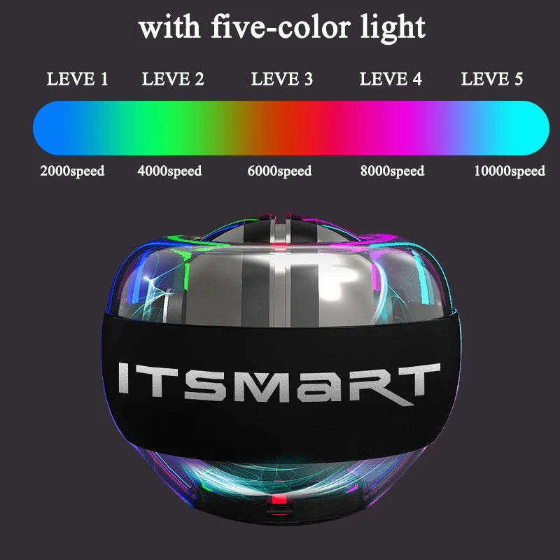 LED Wrist Ball Centrifuge Gyro Wrist Press Automatic Start Range Gyro Ball Arm Hand Muscle Strength Forearm Trainer Fitness Equi