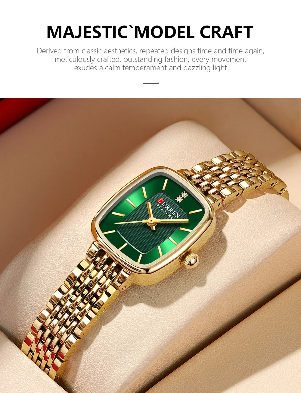 CURREN Fashion Dress Watches for Ladies Simple Quartz Stainless Steel Bracelet Wristwatch