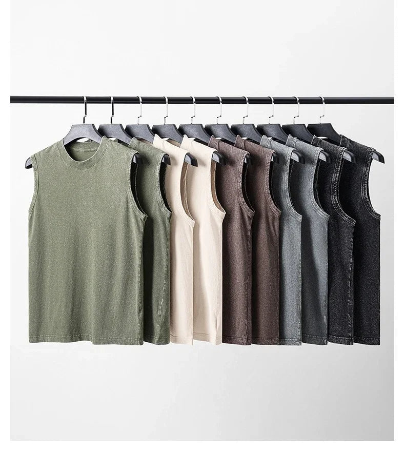 Summer Trend Vest Men's Tight Turtleneck Sleeveless Cotton Vest Male Slim Fitness Stretch Tank Tops Bottoming Shirt Streetwear