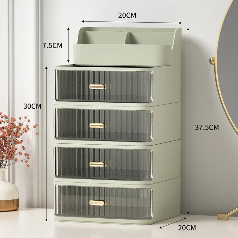 Luxury Makeup Organizer Cosmetic Storage Box Drawer Type Lipstick Skincare Makeup Brush Holder Desktop Make Up Container