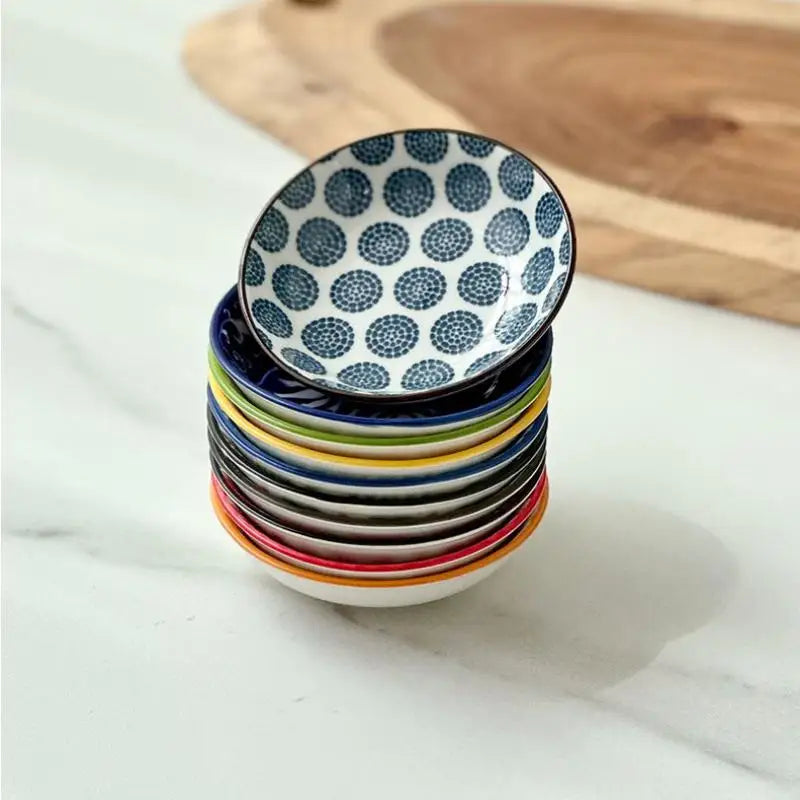 【HGPA】Ceramic Condiment Dishes, Bohemian Style Plates, Sauce Dishes, Suitable For Kitchens, Restaurants, Sushi Shops