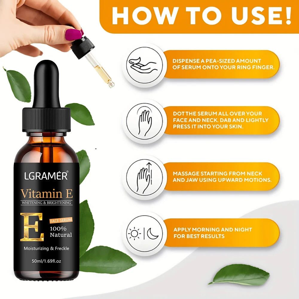 Vitamin E Face Serum Whitening Shrinking Pore Wrinkle Removing Blackspot Lightening Skin Care Essence Skin Care Product