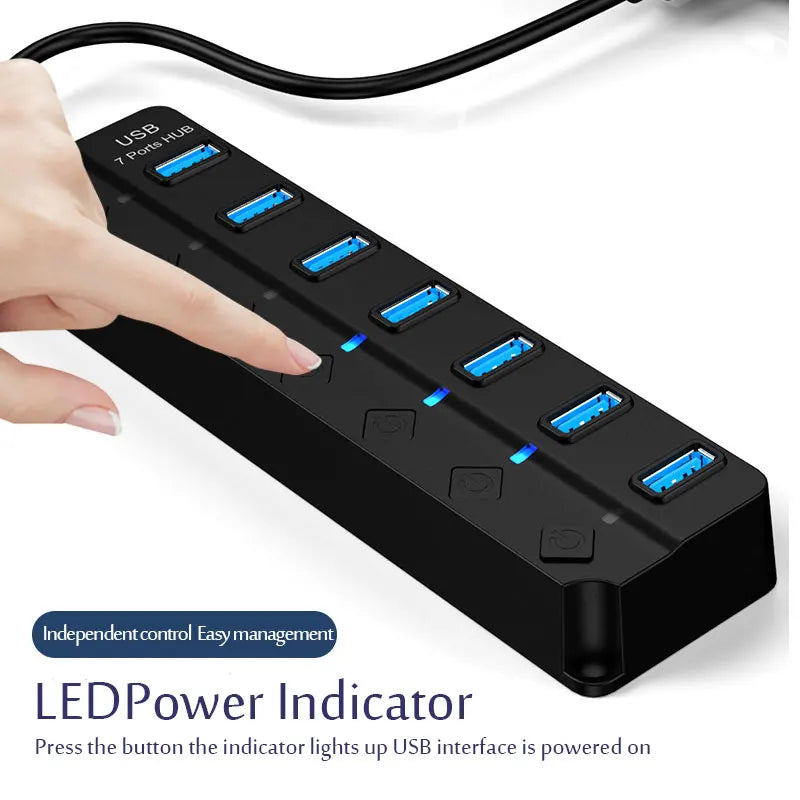 4/7 Port Multi USB 3.0 Power Adapter USB Splitter Hub USB Hub 2.0 USB Multiple Expander Switch 30CM Cable Hub Docking Stations