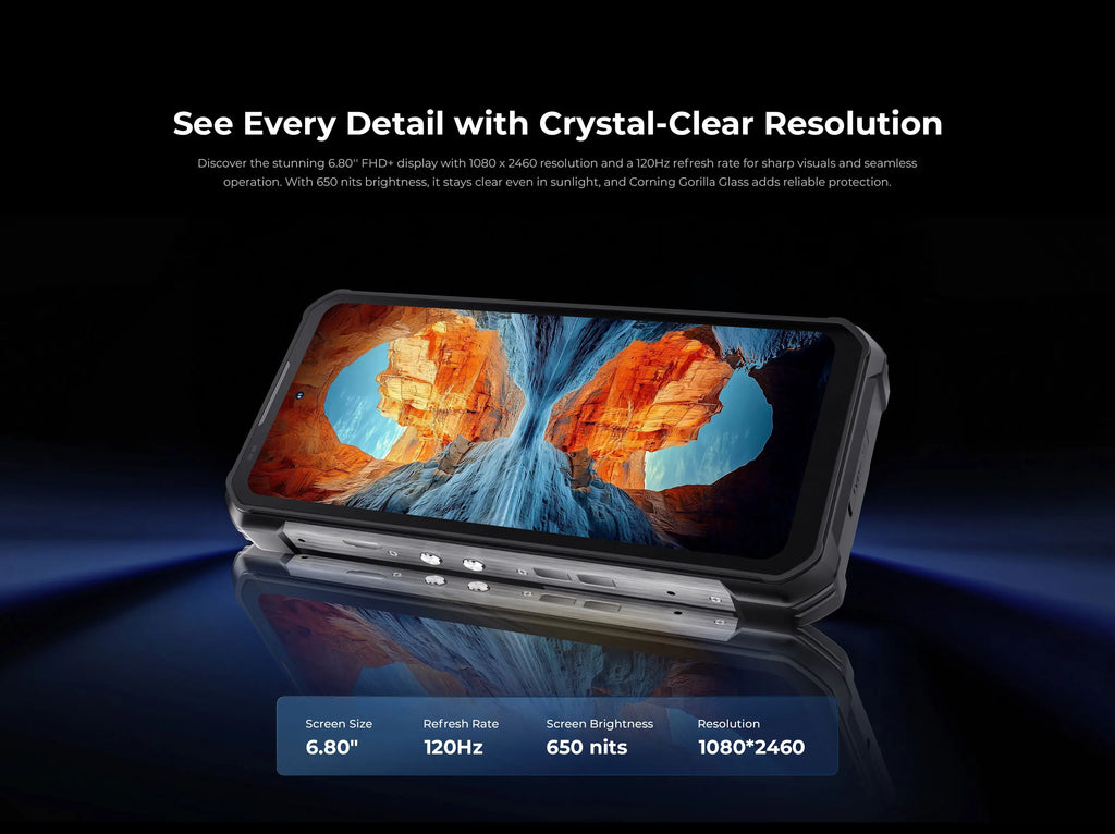 OUKITEL WP100 Rugged Phone - 33000mAh, Laser Rangefinder, Camping Light, 200MP, 36GB+512GB, 6.8" FHD+, NFC GPS 5G Smartphone