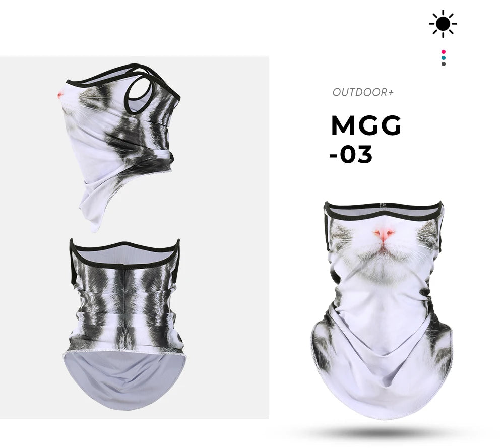 3D Animals Magic Scarf Bandana Breathable Neck Warmer Gaiter Hanging Ear Outdoor Sports Triangle Face Mask Neckerchief Summer