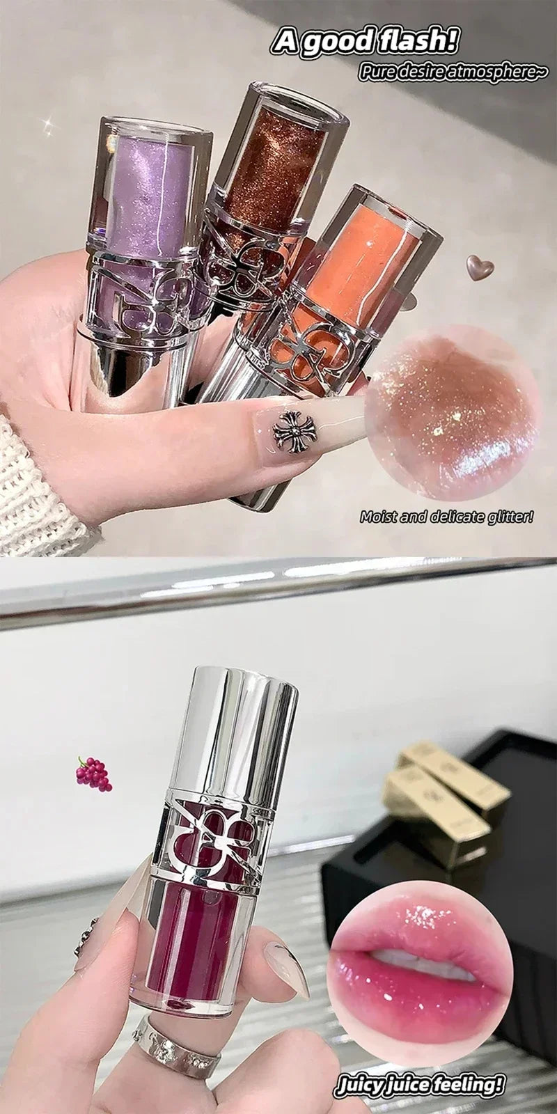 Transparent Moisturizing Lip Gloss Hydrating Drying Lips Mirror Lipstick Makeup Crystal Lip Oil Mirror Lip Glaze Tinted Plumper