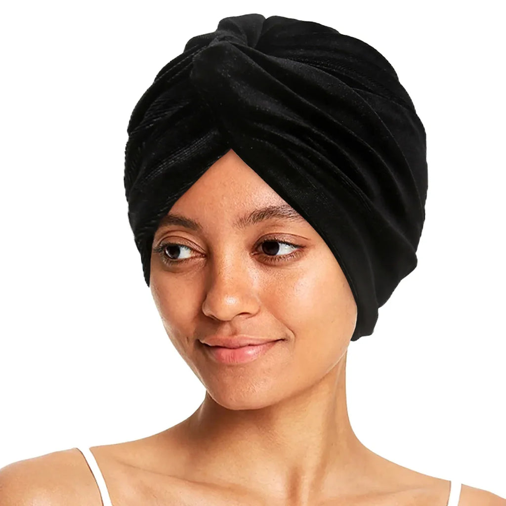 New Women Velvet Turban Hat Muslim Twist Solid Color Hijab Chemo Cap Head Wrap Headscarf Beanies Bonnet Headscarf Turbante Mujer