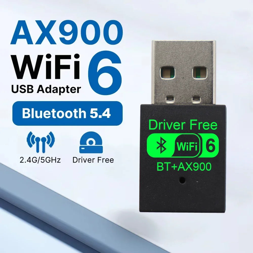 AX900 USB WiFi 6 Bluetooth 5.4 Adapter 2in1 Dongle Dual Band 2.4G&5GHz USB WiFi Network Wireless Wlan Receiver