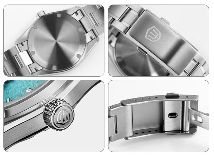 Watchdives New WD0003B ‌Aventurine Dial Watch VH31 Sweep Movement Sapphire Crystal Luminous 100m Waterproof 36mm Vintage Watche